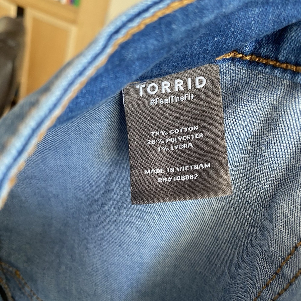 Torrid Wide Leg Cropped Jeans Size 14 Blue Medium Wash Button Fly High Rise - Picture 9 of 9